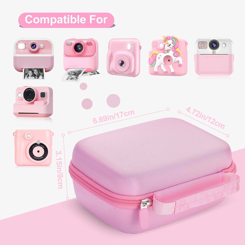 Hikkon Camera Case Compatible for ESOXOFFORE/Upgrade/Dylanto/Yehtta/HiMont/CAMCLID Kids Instant Print Camera Toy,Portable Digital Camera Storage Holder Organizer Bag (Case Only) - Pink - Image 2